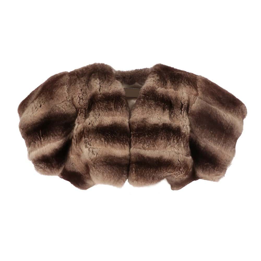 Dolce & Gabbana Brown Chinchilla Bolero - 2000s Brown Silk Good - Front View