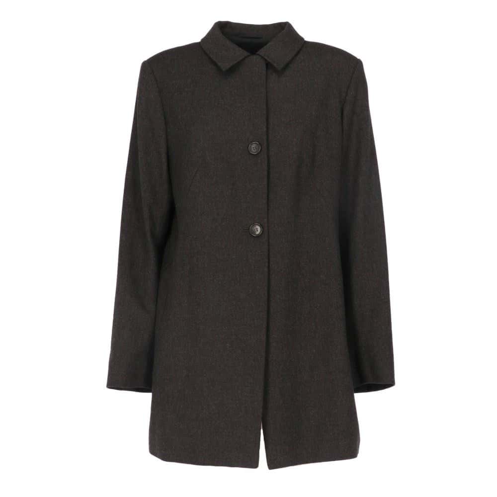 Jil Sander Anthracite Wool Coat - 2000s Red Wool Good - Front View