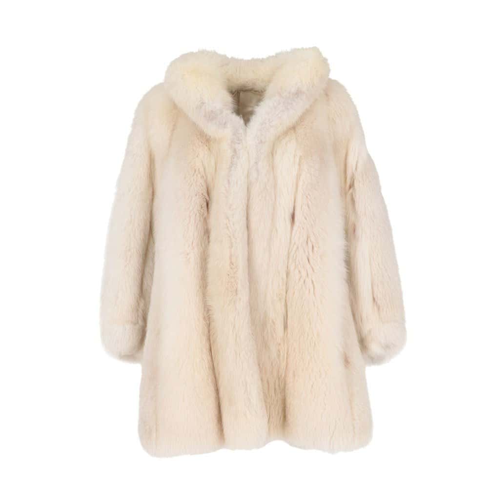 Christian Dior White Fox Fur Coat - '80s White Good - Front View