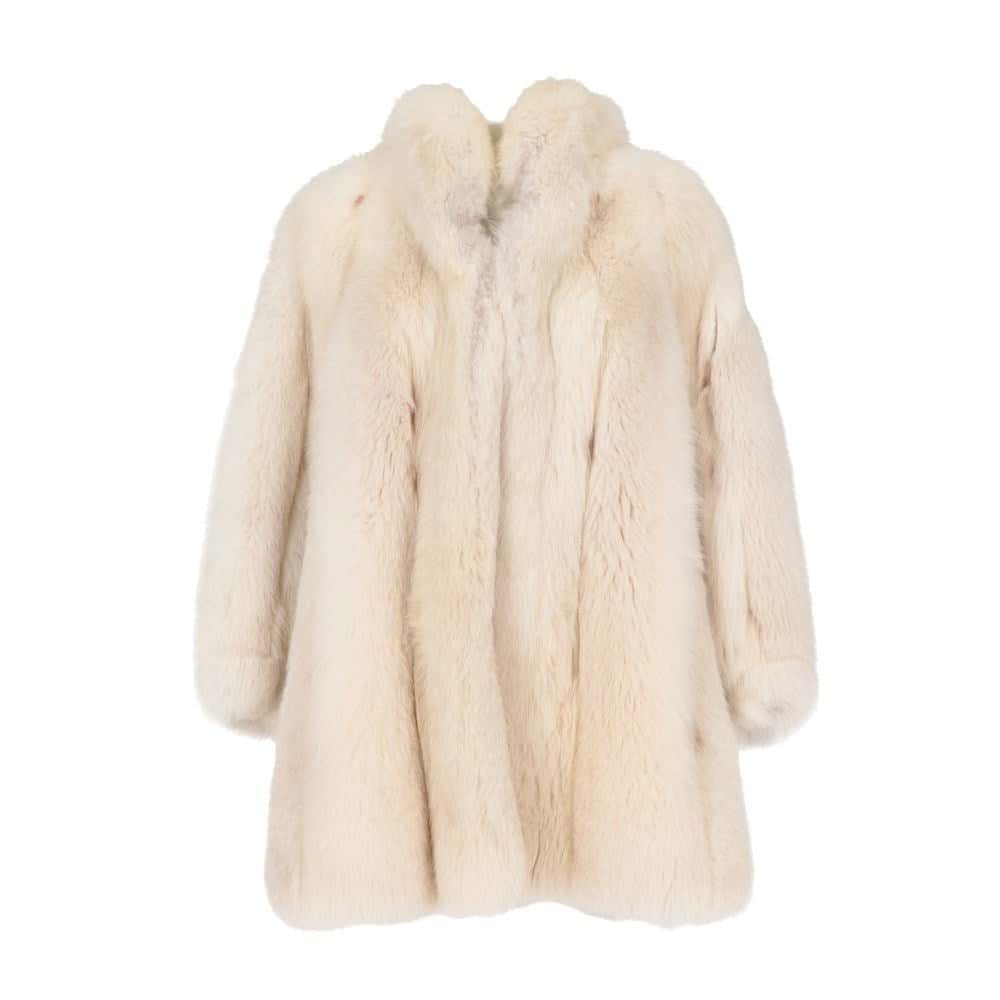 Christian Dior White Fox Fur Coat - '80s White Good - Inside View