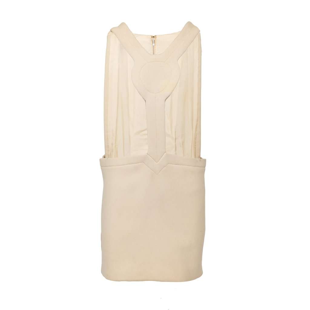 Unsigned Stavropoulos Short Overalls - '60s Beige Wool Good - Front View