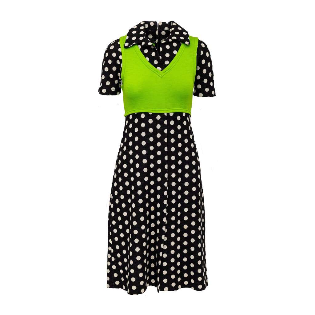 Unsigned Rudi Gernreich Wool Dress - '70s MultiColor Wool Good - Front View