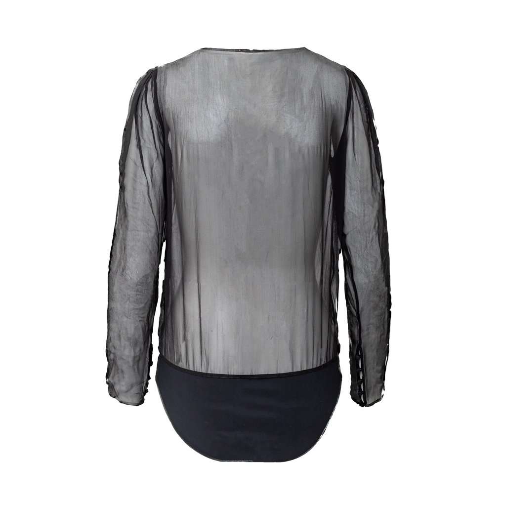 Saint Laurent Sheer Bodysuit - '10s Red Good - Inside View