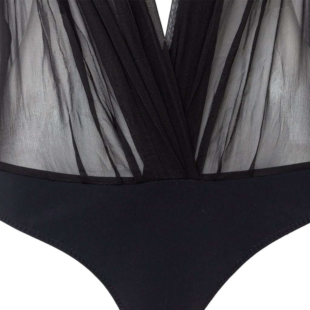 Saint Laurent Sheer Bodysuit - '10s Red Good - Model View