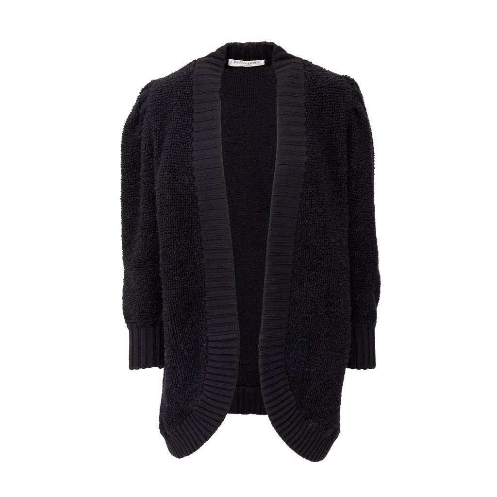 Yves Saint Laurent Tricot Cardigan - '90s Black Wool Good - Front View