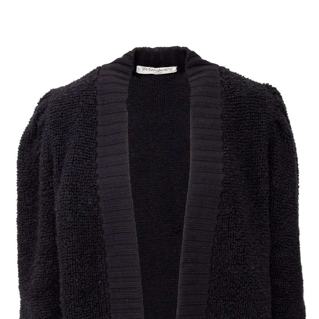 Yves Saint Laurent Tricot Cardigan - '90s Black Wool Good - Inside View