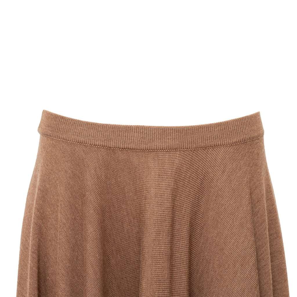 Giorgio Armani Asymmetric Fringed Skirt - '00s Brown Wool Good - Model View