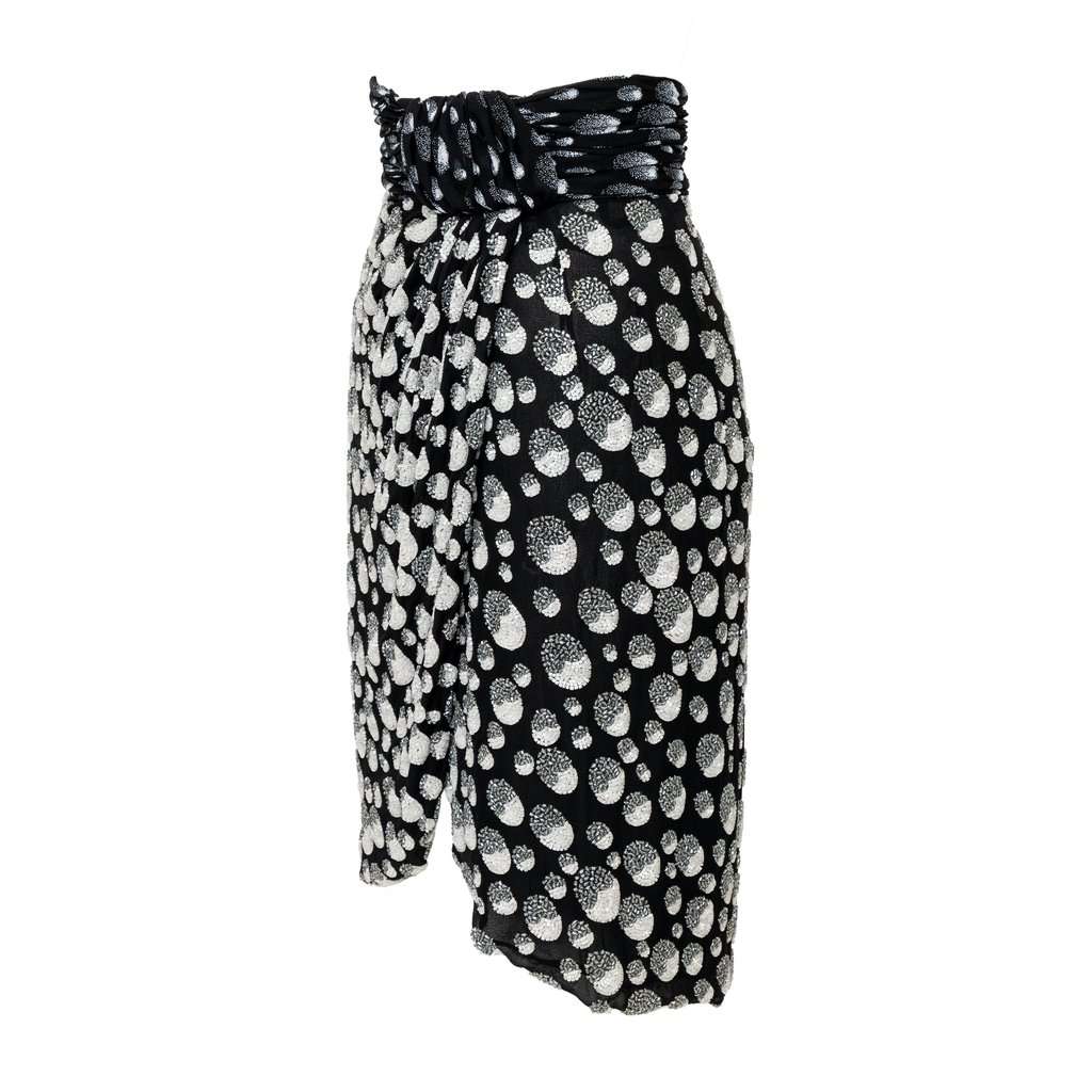 Unsigned Beaded Skirt - '90s White Good - Back View