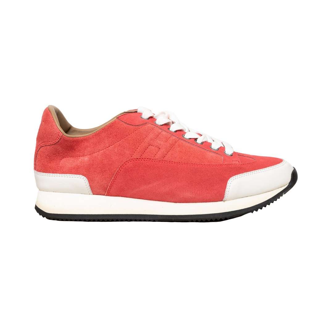 Hermès Logo Low-cut Sneakers - '10s Pink Suede Good - Front View