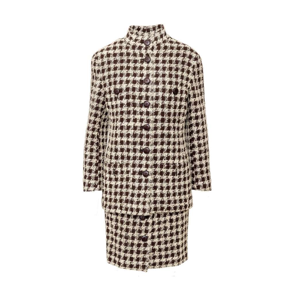 Valentino Boutique Checkered Set - '90s Red Wool Good - Front View