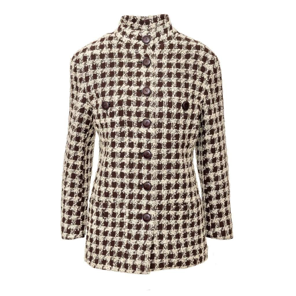 Valentino Boutique Checkered Set - '90s Red Wool Good - Model View