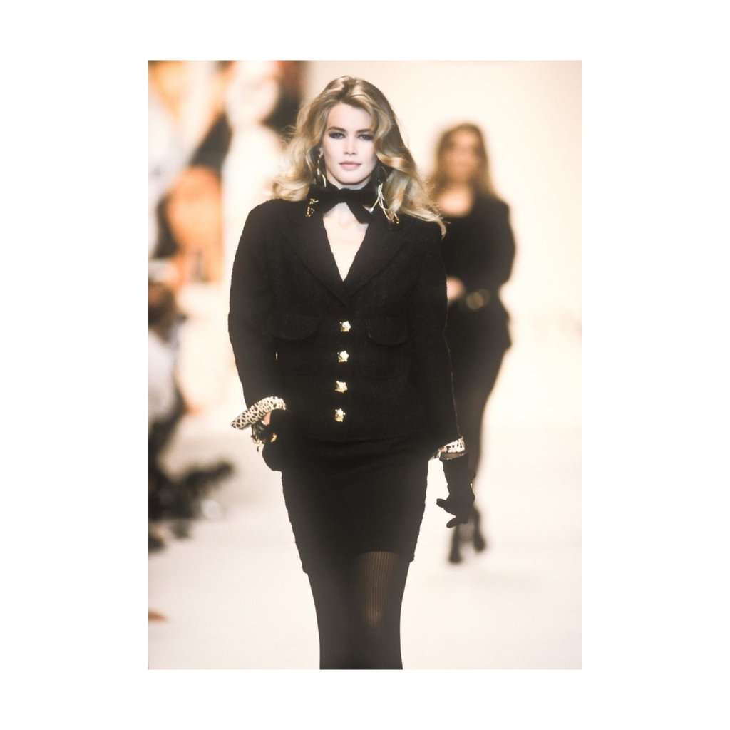 Valentino Boutique Wool Set with Turtle Buttons - '90s Black Wool Good - Back View