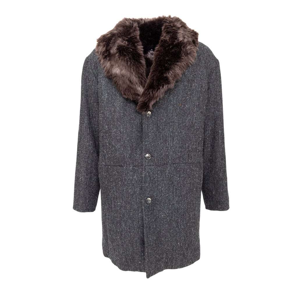 Unsigned A.P.C. Faux Fur Coat - '20s MultiColor Wool Good - Front View