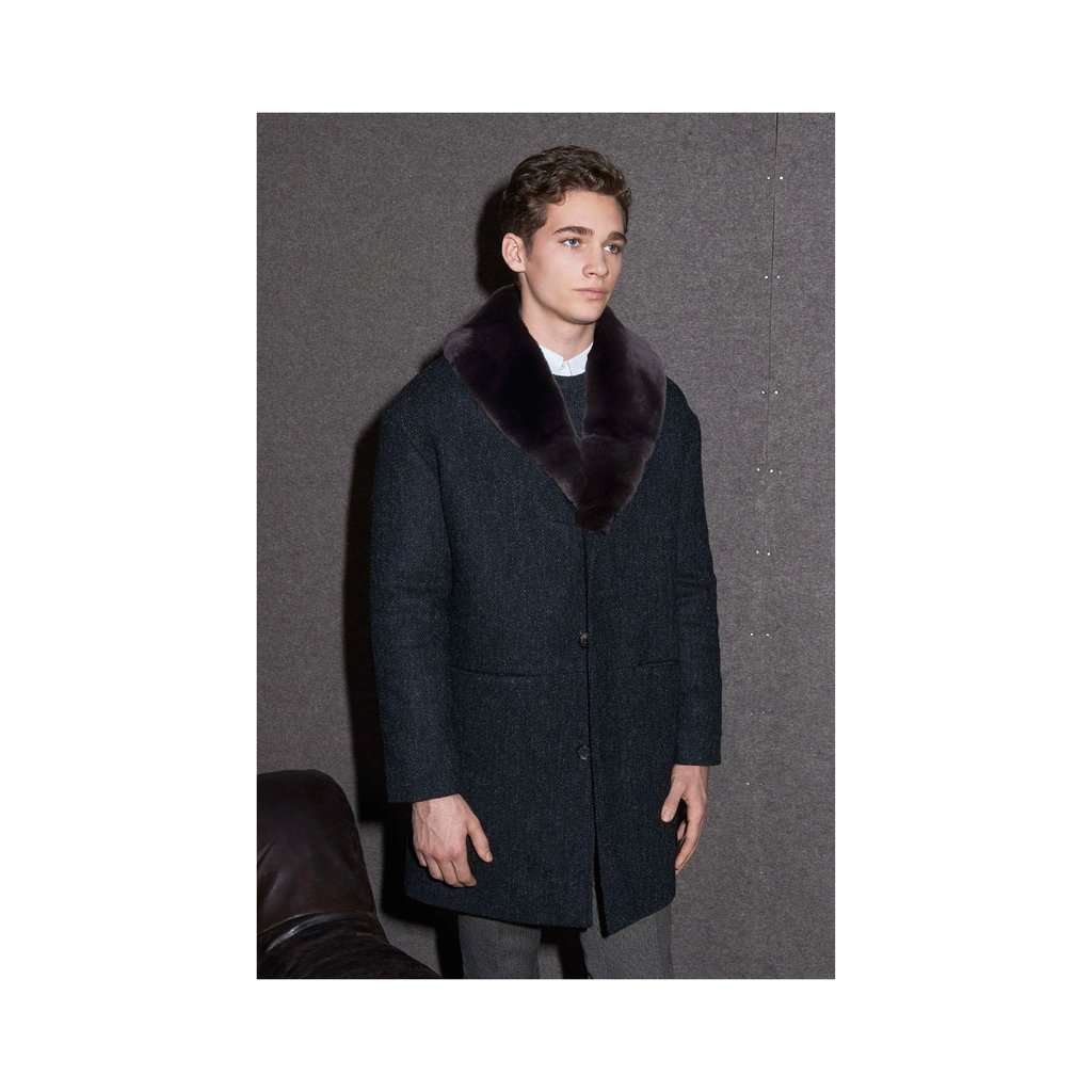 Unsigned A.P.C. Faux Fur Coat - '20s MultiColor Wool Good - Back View