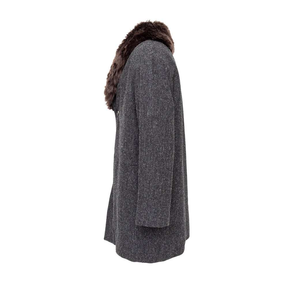 Unsigned A.P.C. Faux Fur Coat - '20s MultiColor Wool Good - Inside View