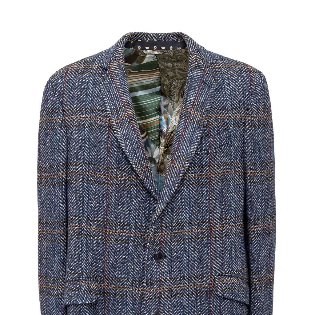 Etro Checkered Wool Coat - '20s Red Wool Good - Model View