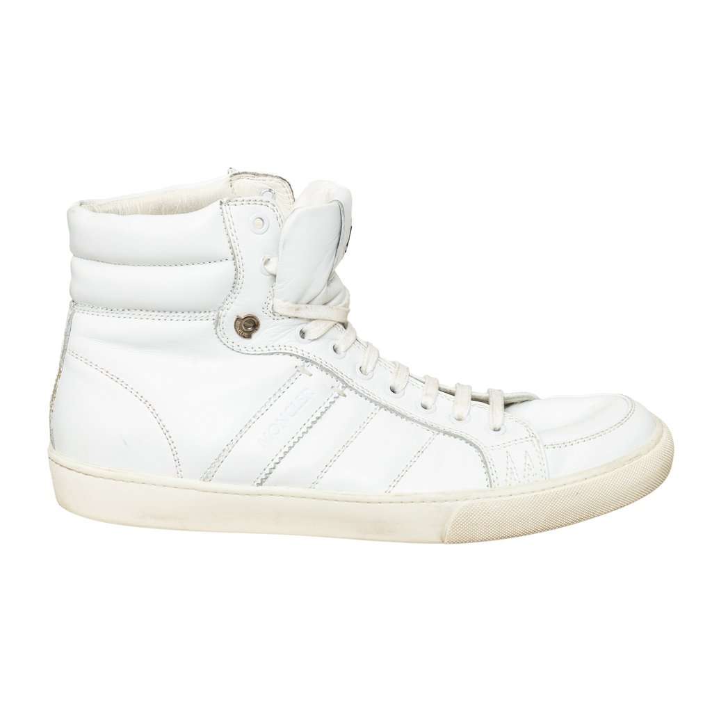 Moncler Lyon High Top Sneakers - '10s White Leather Good - Front View