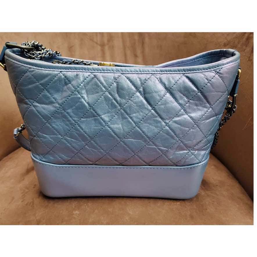 Chanel Gabrielle Blue Leather Metal Good - Inside View