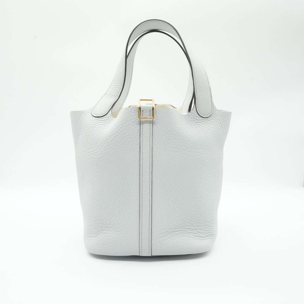 Hermès Picotin Lock 22 W White Leather Fair - Back View