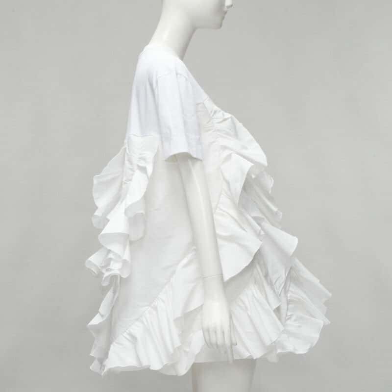 Alexander McQueen Spiral Ruffle Tee Beige Cotton Very good condition - Model View