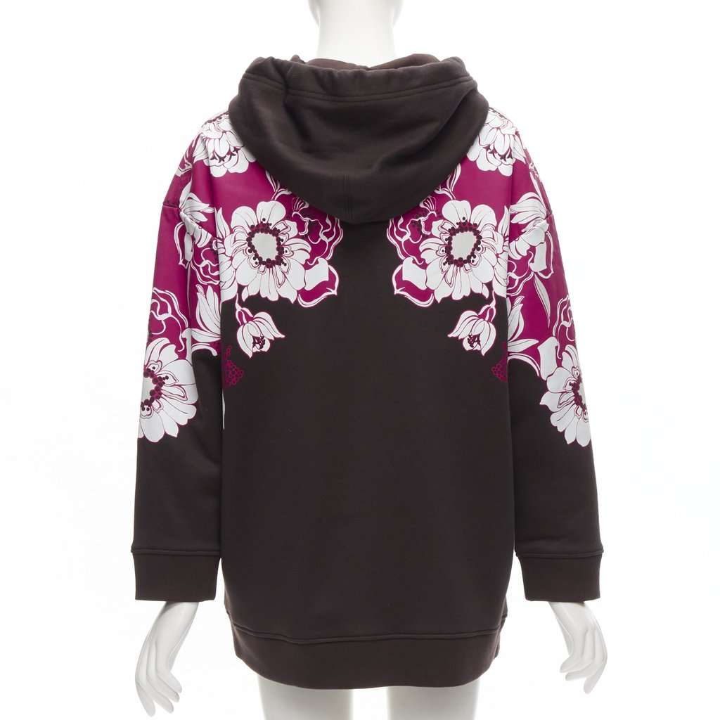 Valentino Garavani Floral Print Hoodie Brown Cotton Very good - Box View