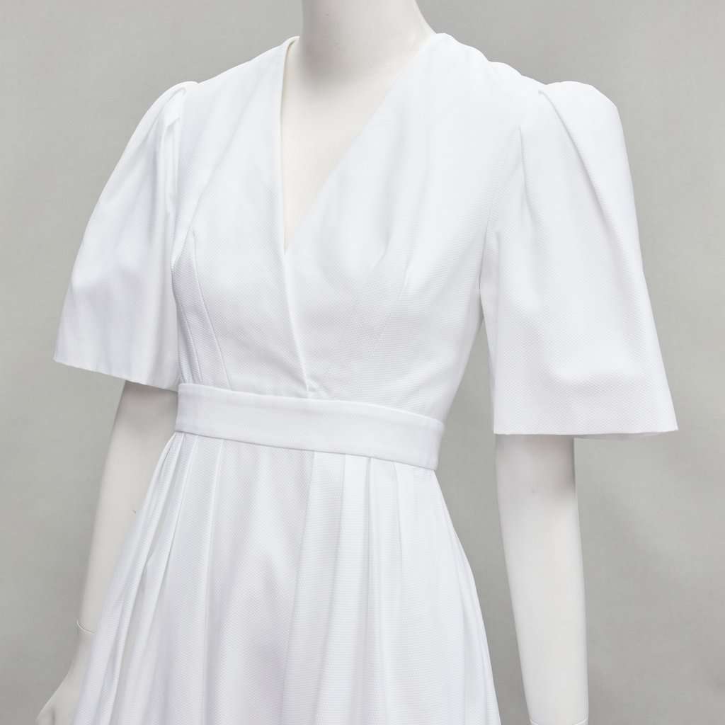 Alexander McQueen White Bell Sleeve Dress White Cotton Good - Back View