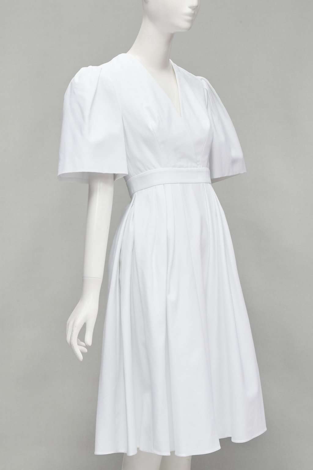 Alexander McQueen White Bell Sleeve Dress White Cotton Good - Inside View