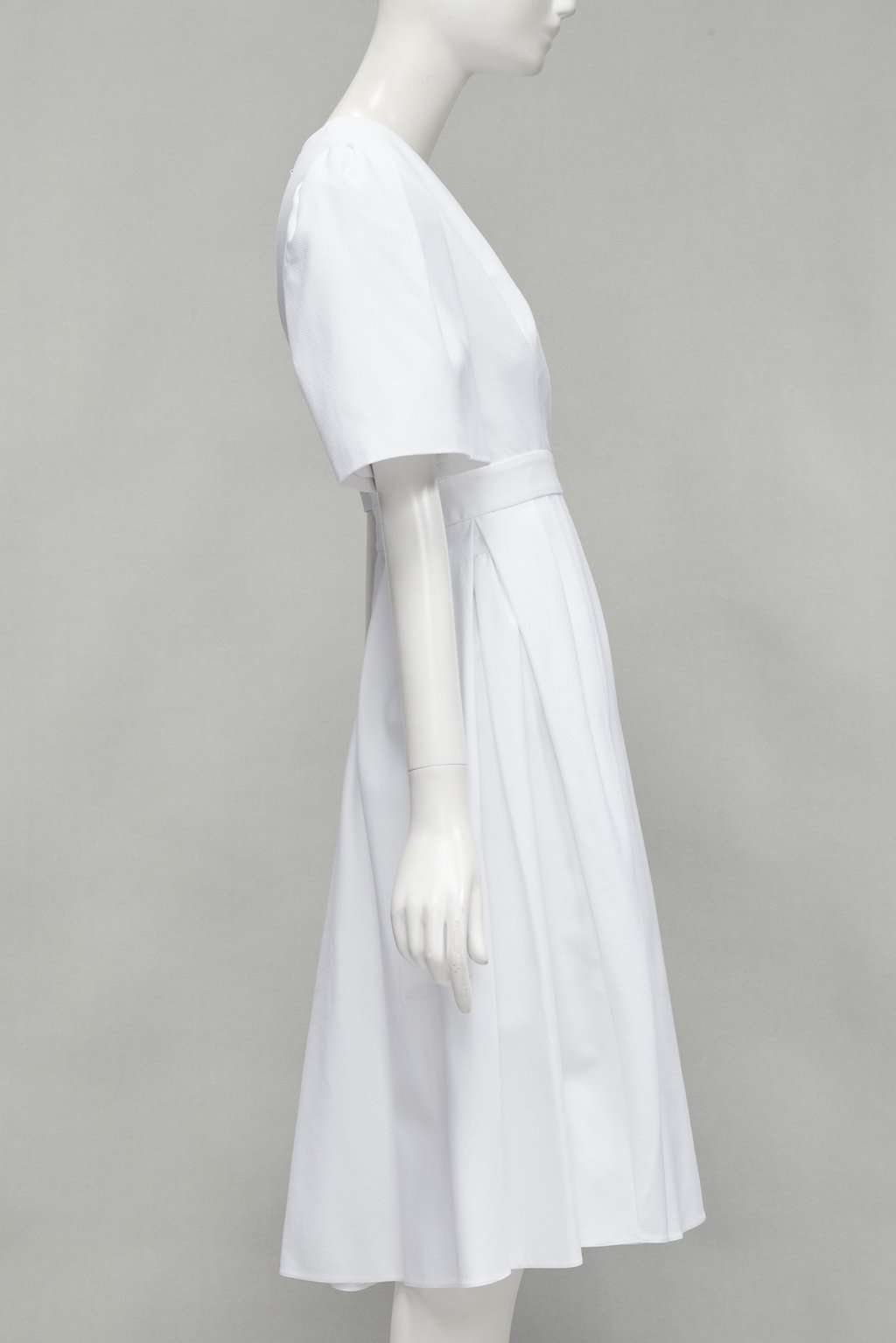 Alexander McQueen White Bell Sleeve Dress White Cotton Good - Model View