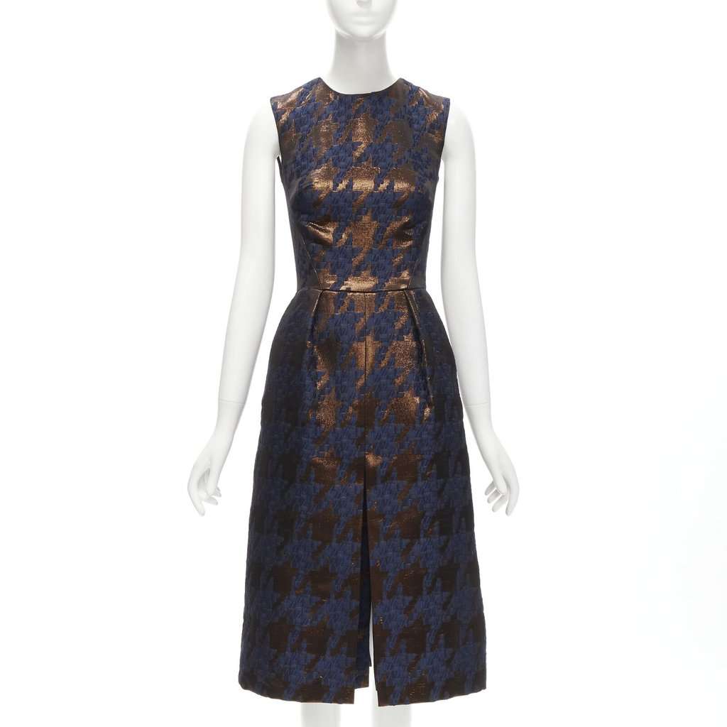 Martin Grant Copper Jacquard Dress Brown Polyester Never worn - Front View