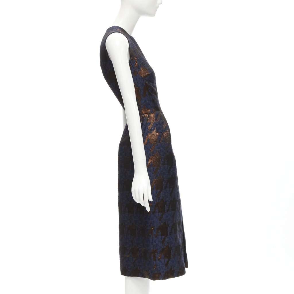 Martin Grant Copper Jacquard Dress Brown Polyester Never worn - Model View
