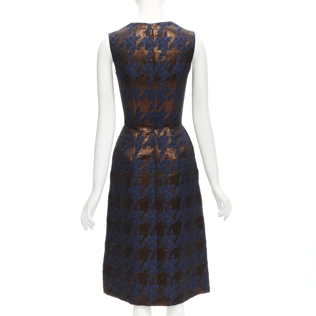 Martin Grant Copper Jacquard Dress Brown Polyester Never worn - Box View