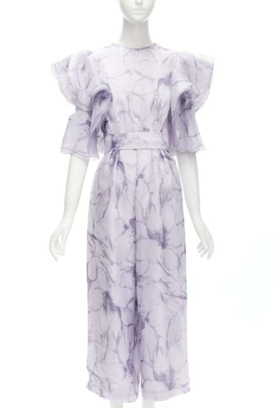 Unsigned Purple Ruffled Jumpsuit Purple Polyester Never worn - Front View