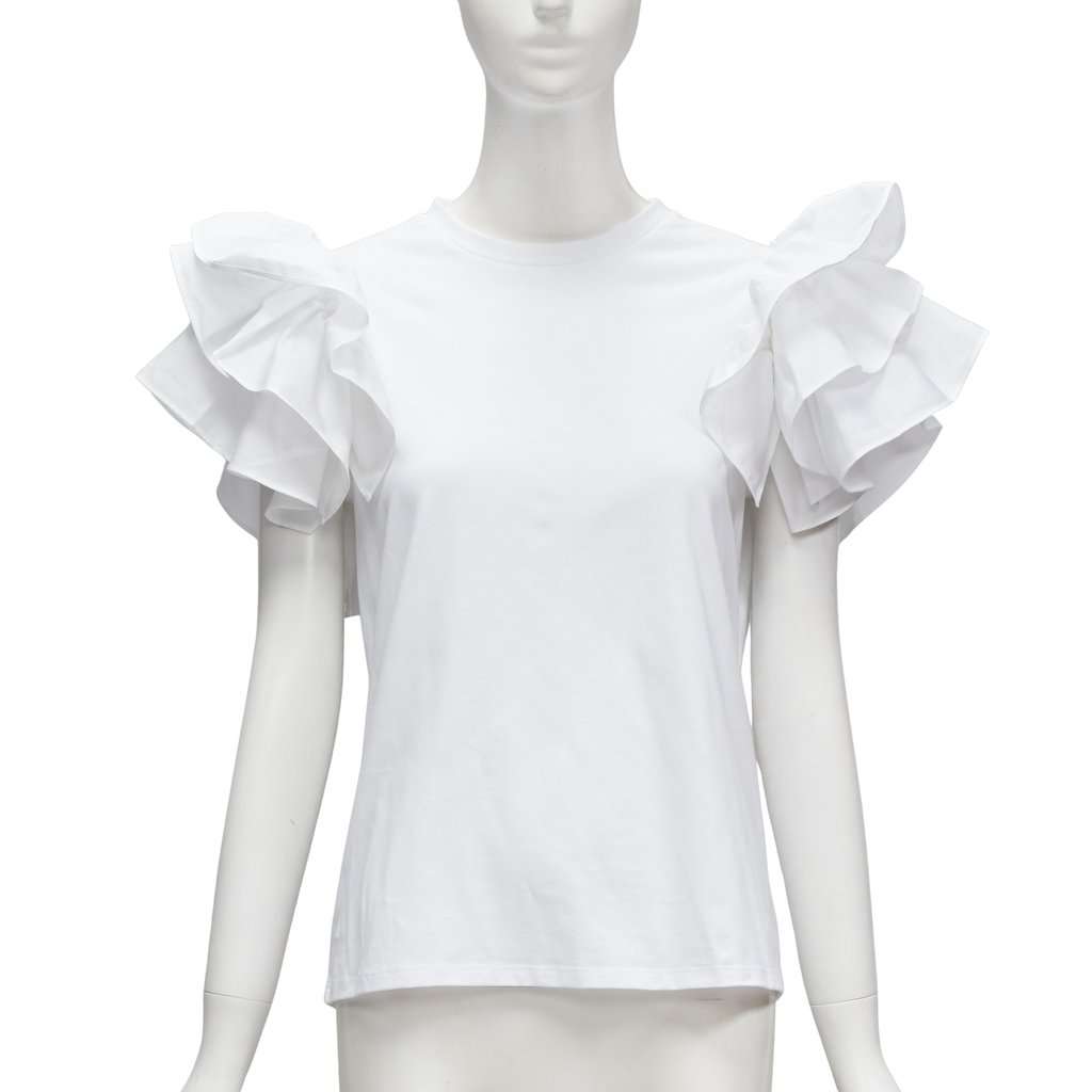 Alexander McQueen Ruffle Sleeve Shirt White Cotton Never worn - Front View