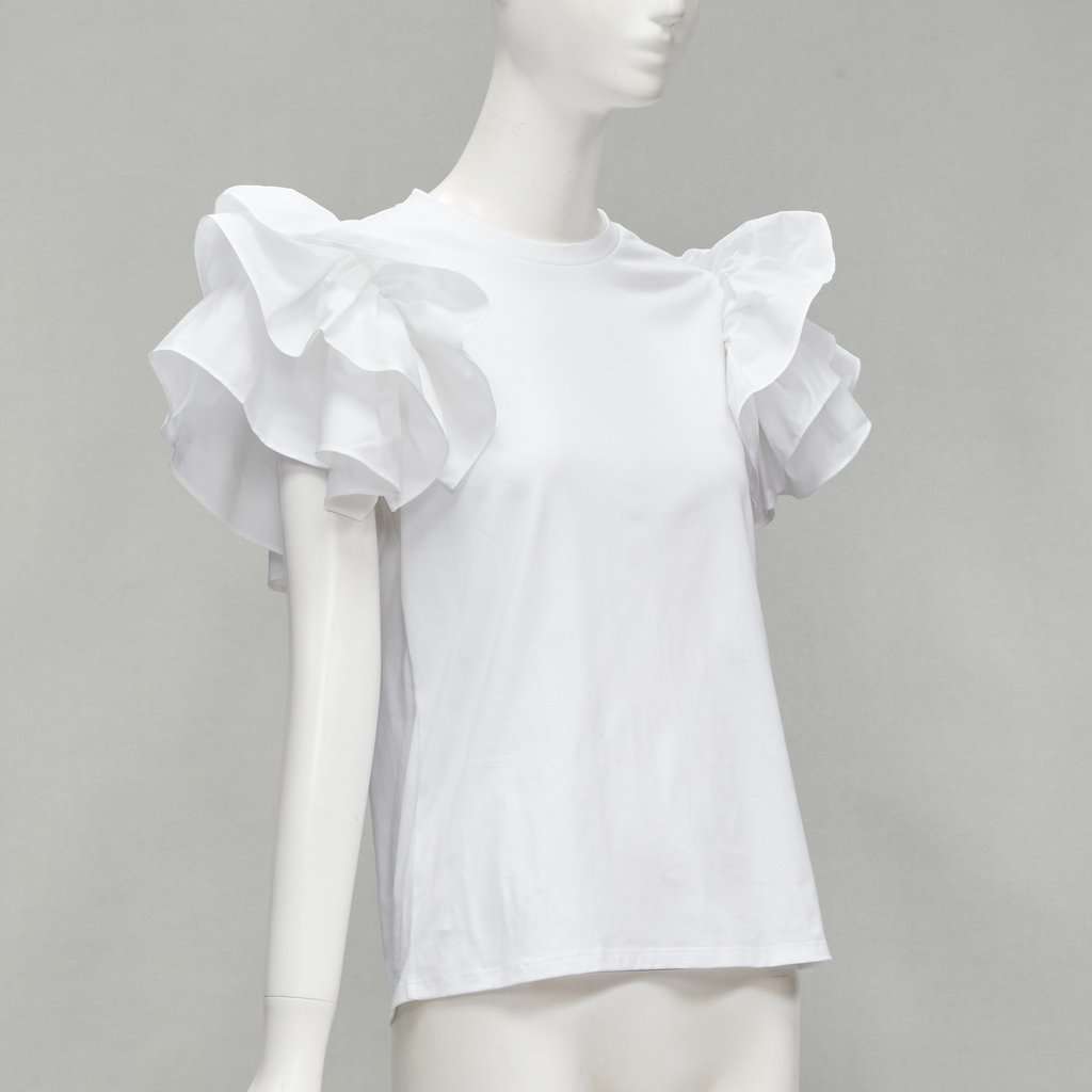 Alexander McQueen Ruffle Sleeve Shirt White Cotton Never worn - Inside View