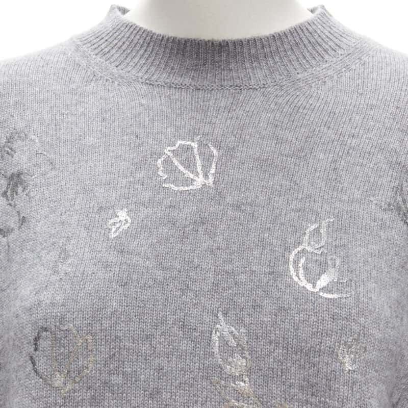 Ermanno Scervino Floral Pullover Top Grey Polyester Never worn - Back View