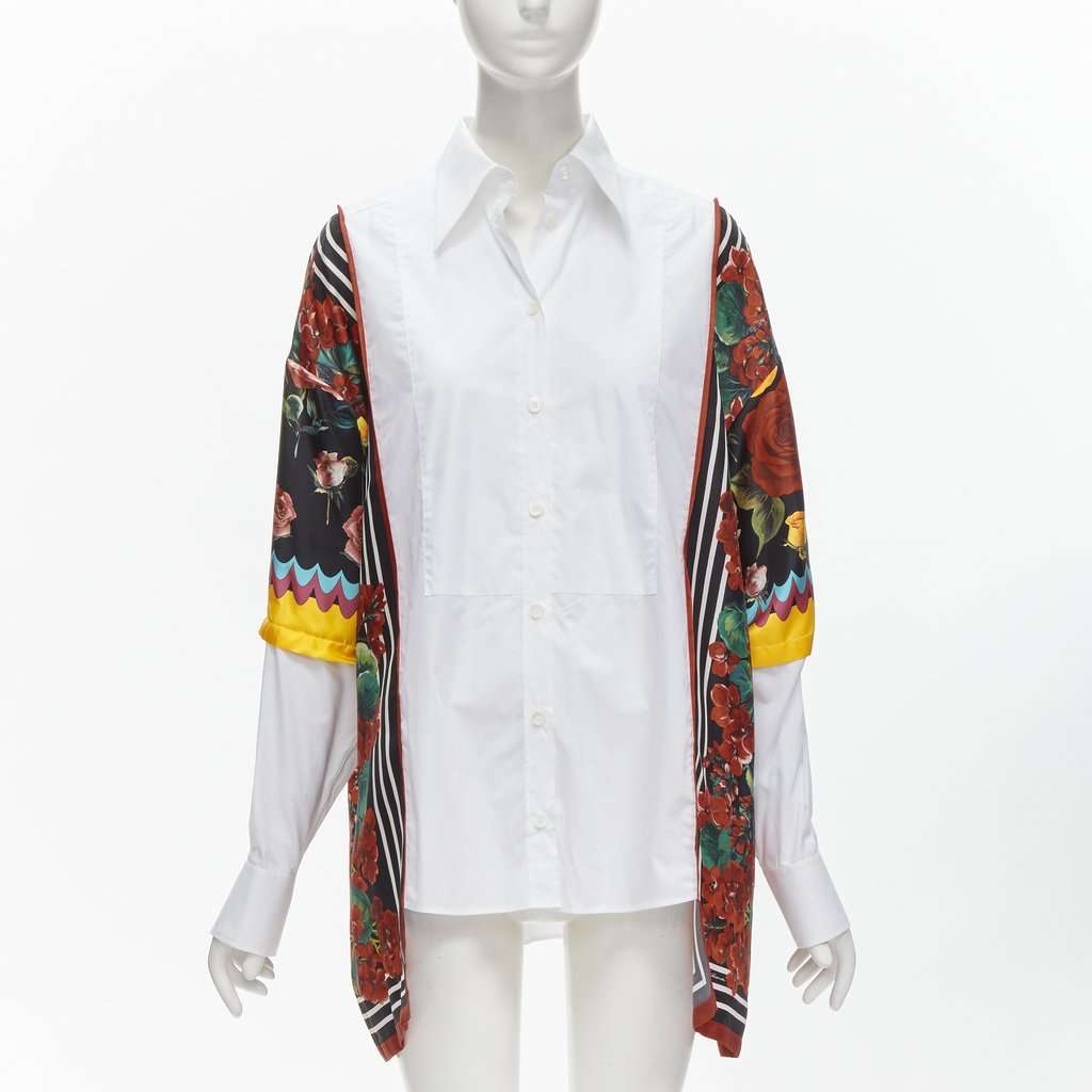 Dolce & Gabbana Floral Insert Shirt White Cotton Never worn - Inside View
