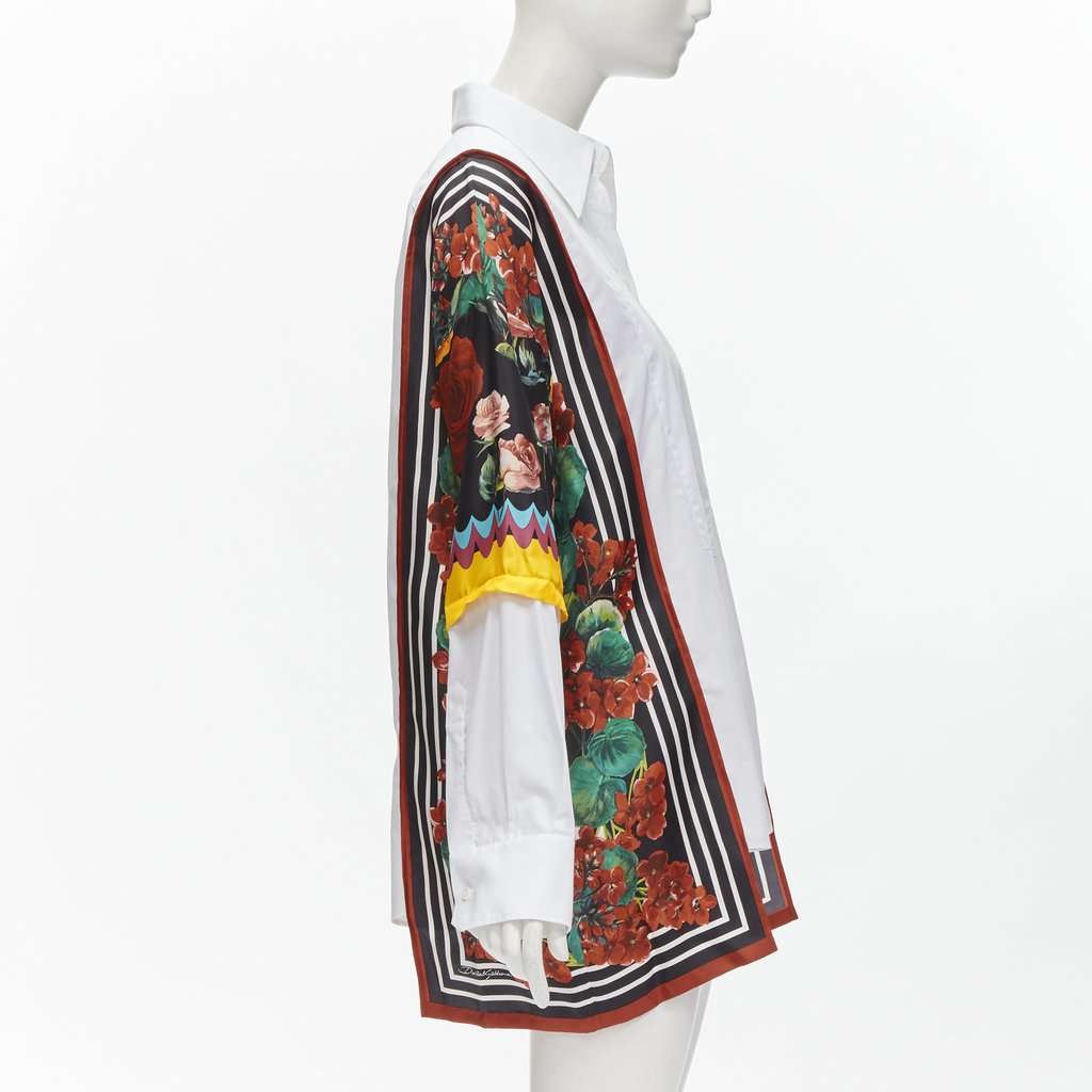 Dolce & Gabbana Floral Insert Shirt White Cotton Never worn - Model View