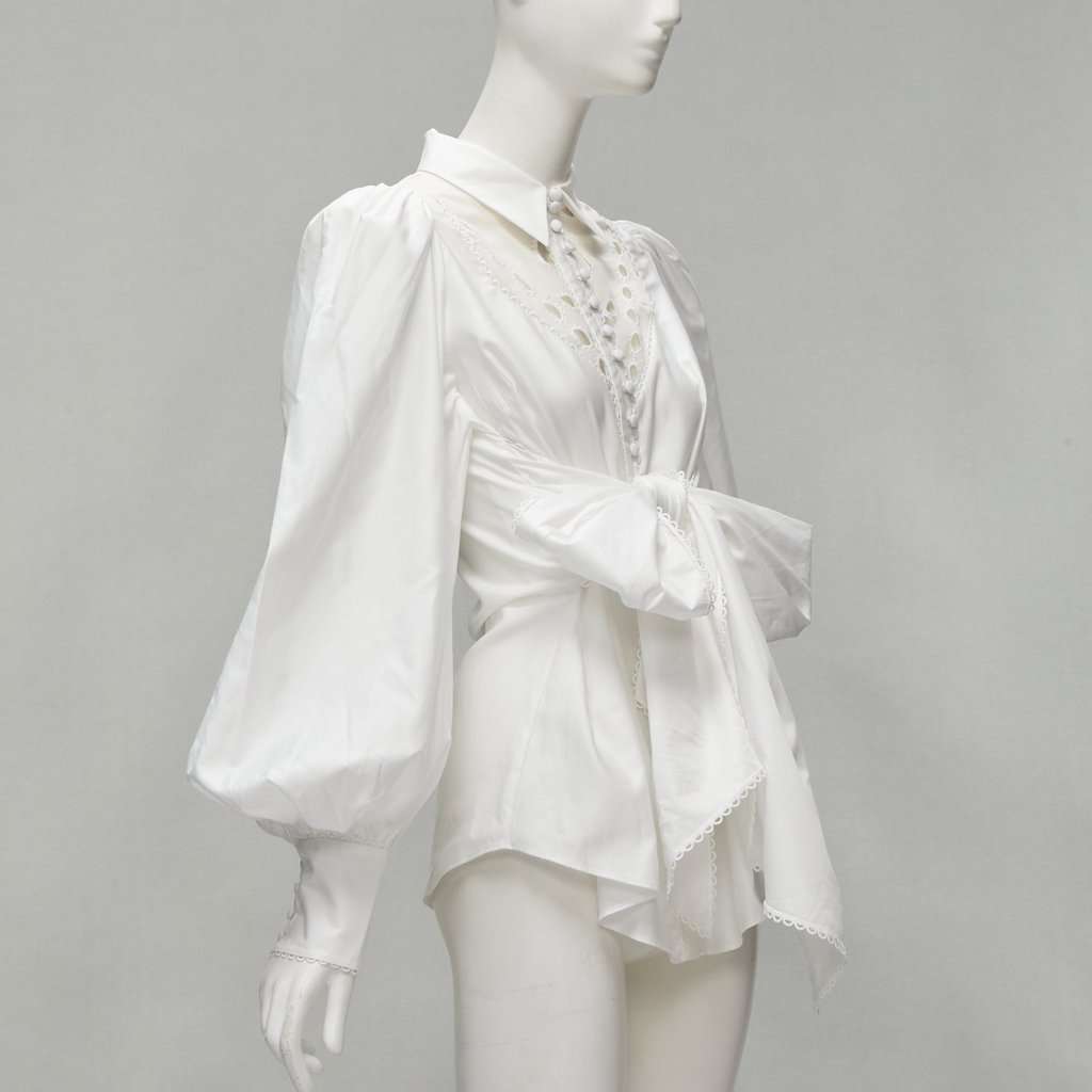 Acler Eyelet Bow Blouse White Cotton Never worn - Inside View