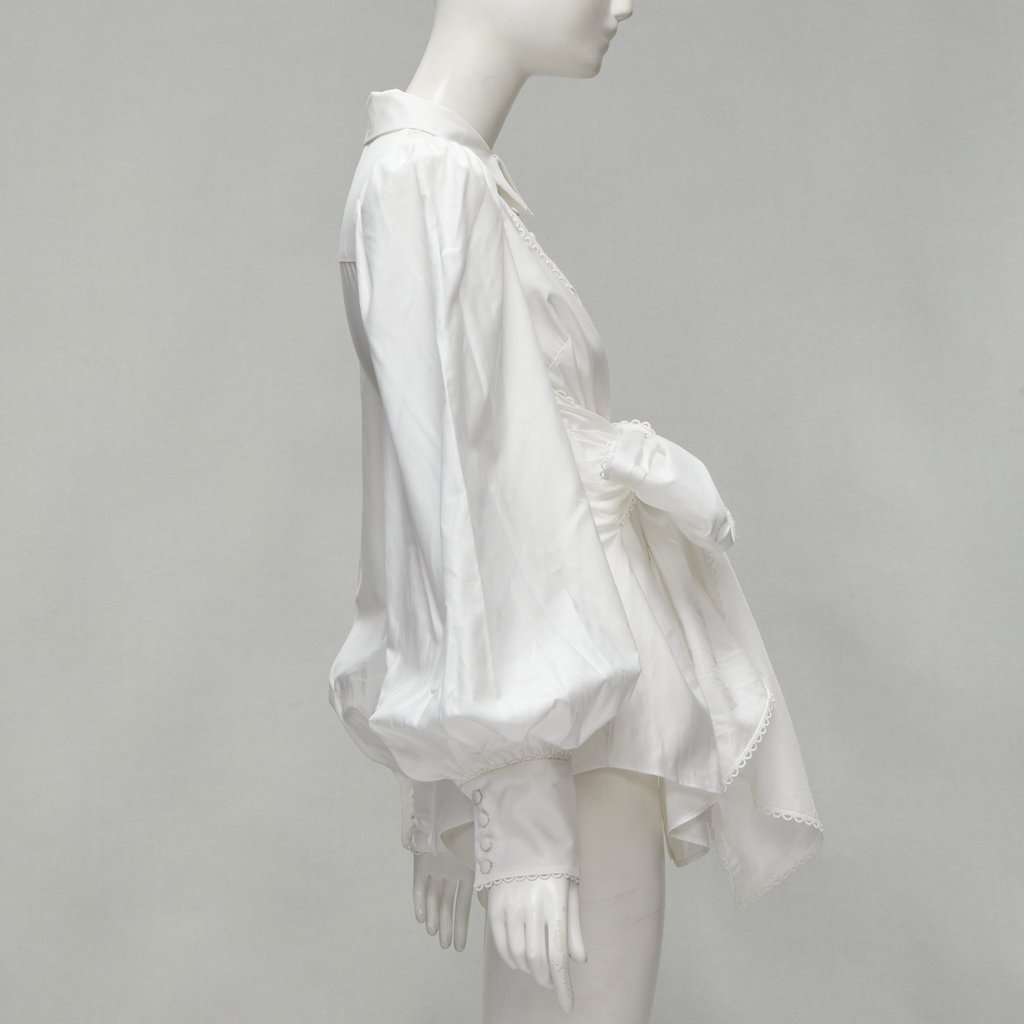 Acler Eyelet Bow Blouse White Cotton Never worn - Model View