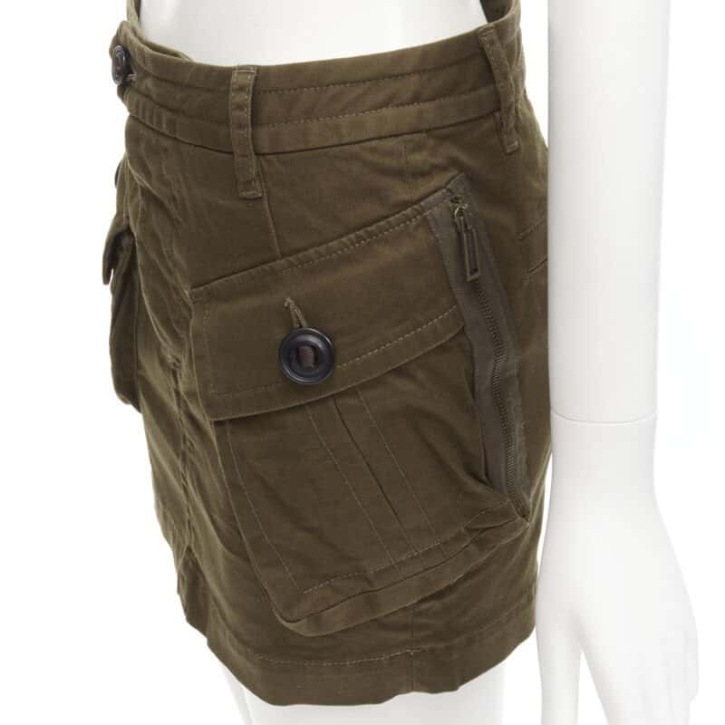 Dsquared2 Cargo Mini Skirt Green Cotton Never worn - Back View