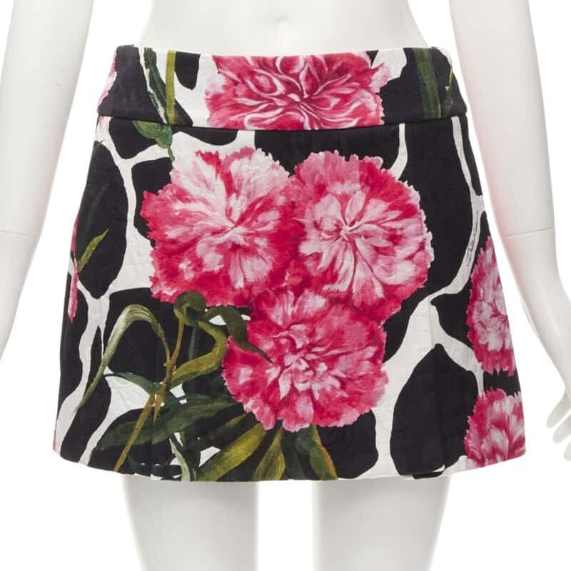 Dolce & Gabbana Carnation Mini Skirt MultiColor Cotton Never worn - Front View