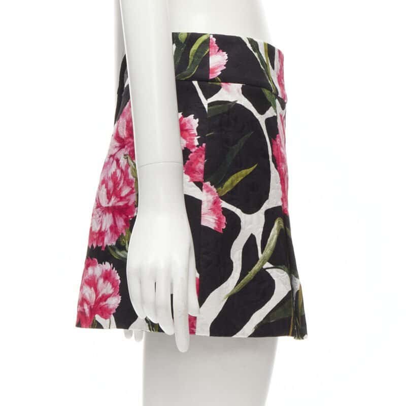Dolce & Gabbana Carnation Mini Skirt MultiColor Cotton Never worn - Model View