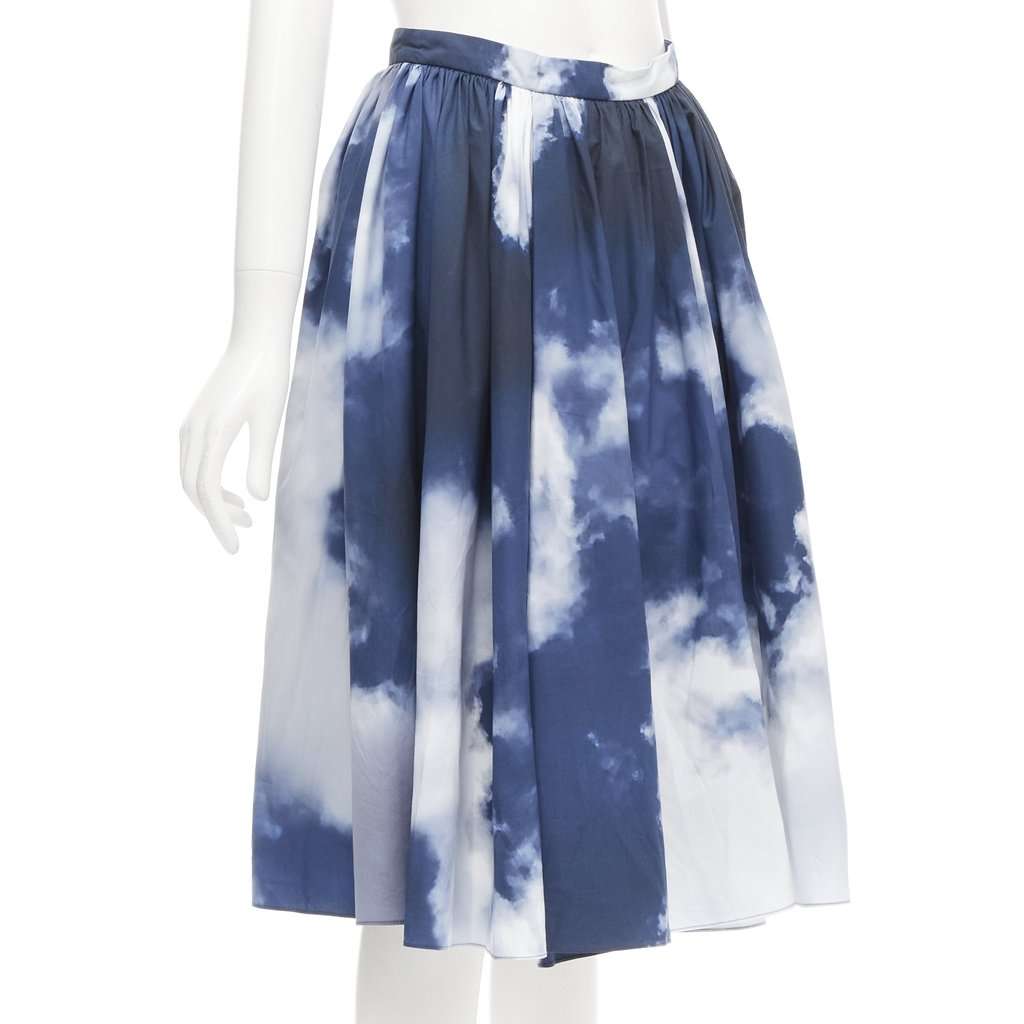 Alexander McQueen Cloud Flared Skirt Blue Cotton Never worn - Inside View