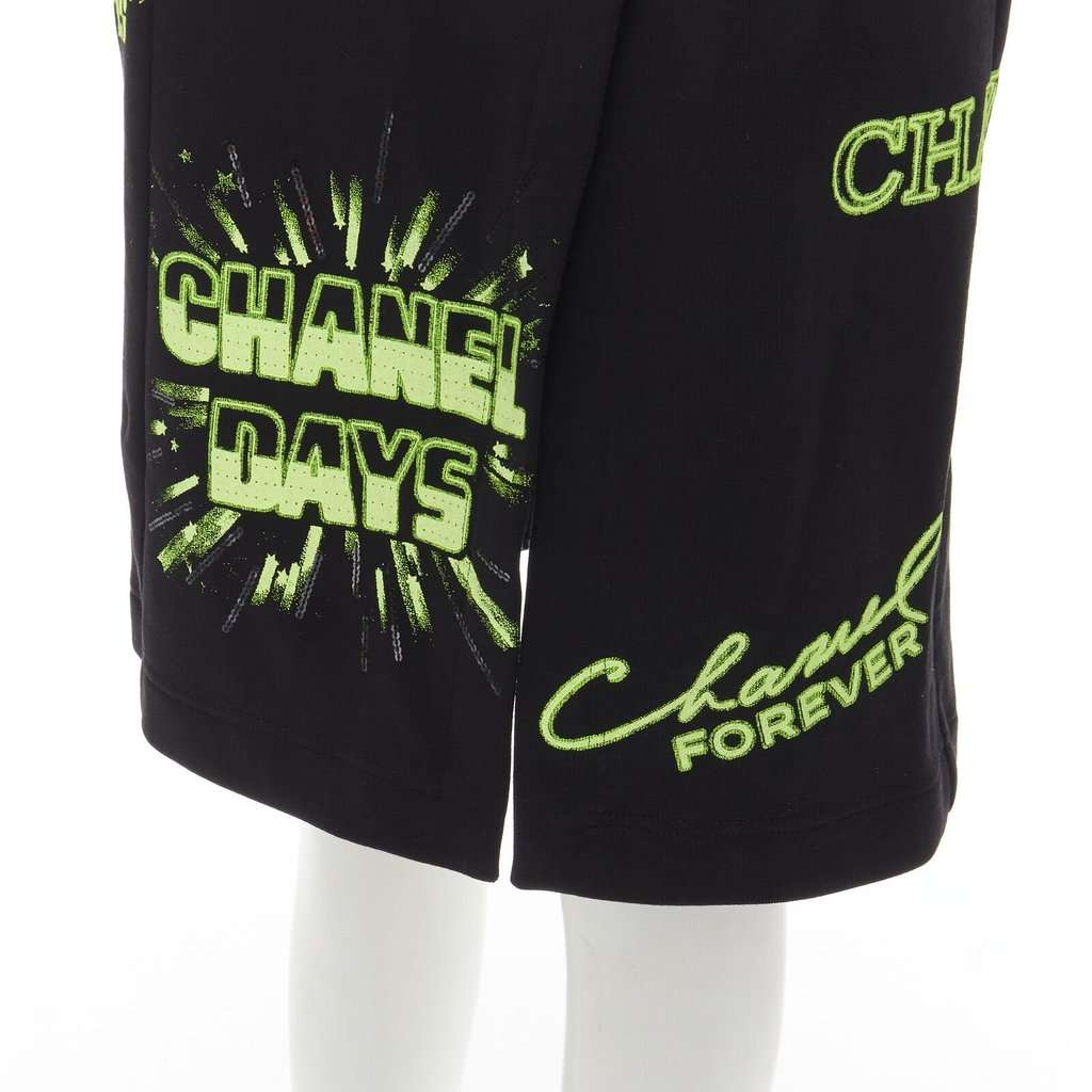 Chanel Neon Logo Skirt Black Cotton Never worn - Back View
