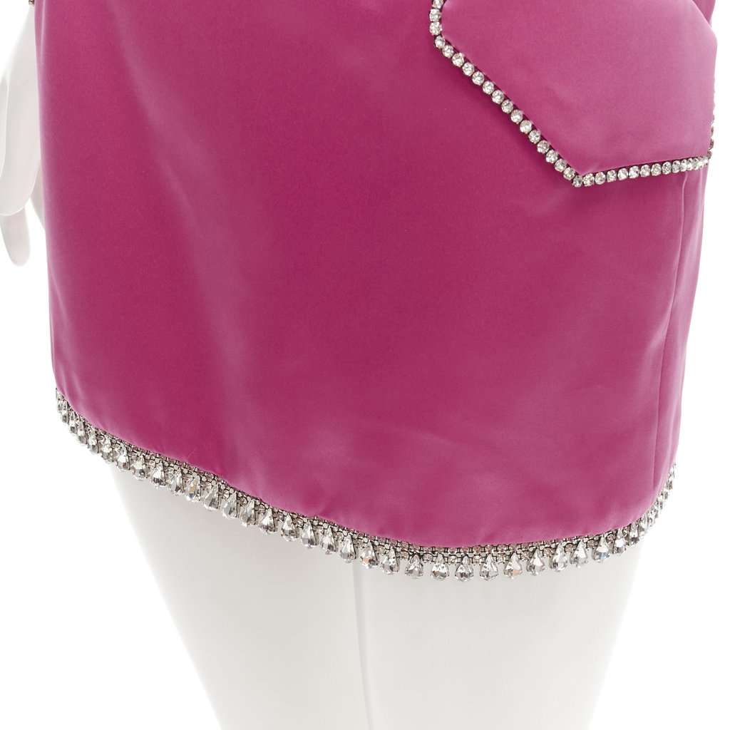 Giuseppe Di Morabito Crystal Satin Skirt Pink Polyester Never worn, with tag - Back View