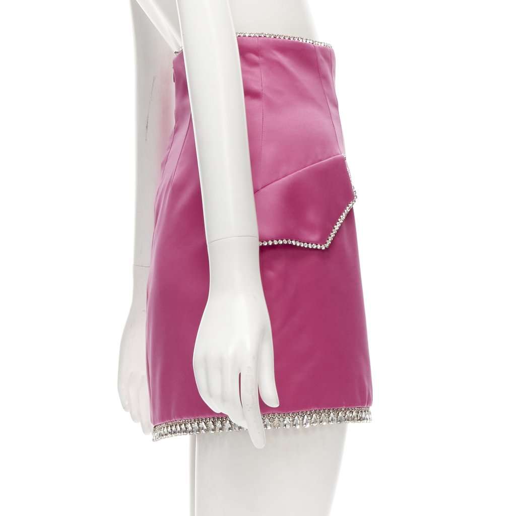 Giuseppe Di Morabito Crystal Satin Skirt Pink Polyester Never worn, with tag - Model View