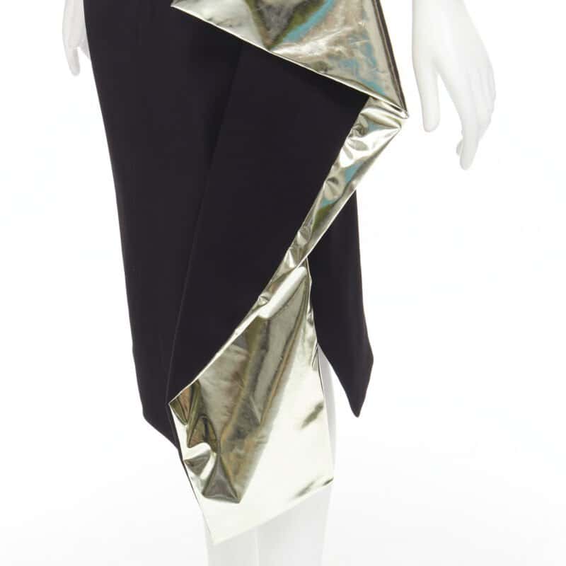 Maticevski Gold Foil Midi Skirt Black Viscose Very good condition - Back View