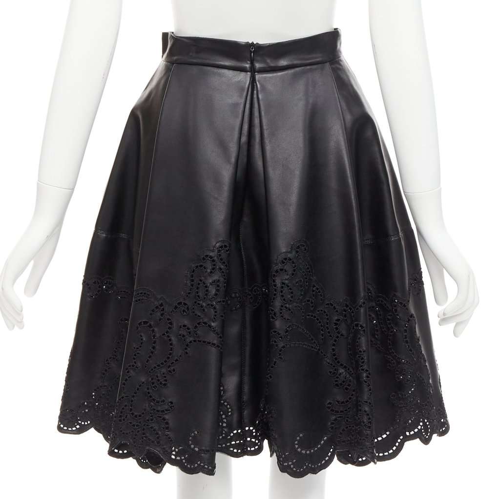 Ermanno Scervino Lattice Scalloped Skirt Black Polyamide Very good condition - Box View