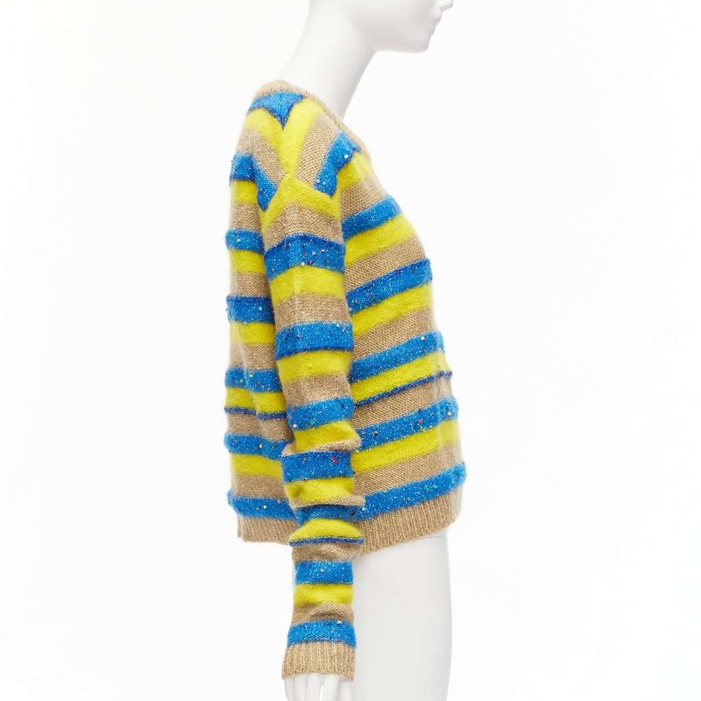Ashish Striped Lurex Sweater Yellow Wool Never worn - Model View