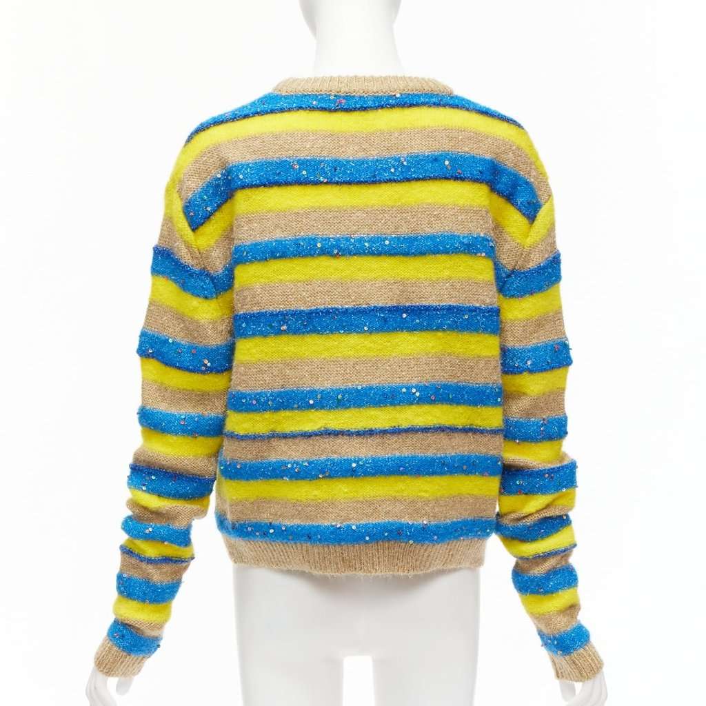 Ashish Striped Lurex Sweater Yellow Wool Never worn - Box View